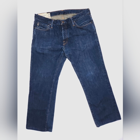 Abercrombie Dark Wash Classic Straight Blue Denim Jeans 33x26 - Picture 2 of 15